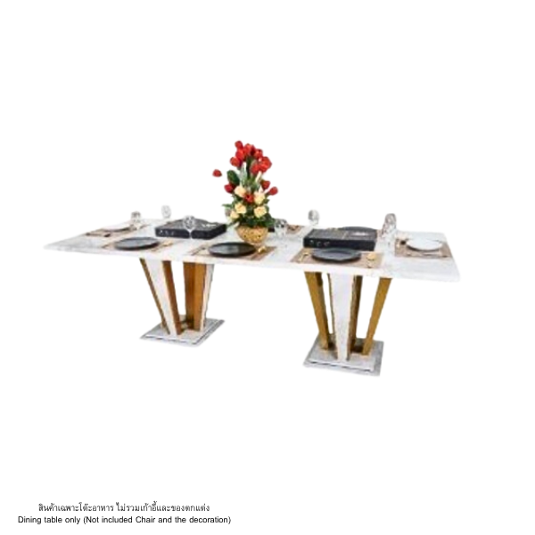 โต๊ะอาหารหินอ่อน WISDOM DESIGN FURNITURE รุ่น JOLIE 200 ซม. สีมาร์เบิ้ล/ทอง_1